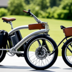 An image showcasing a skilled individual effortlessly attaching a sleek electric motor kit to their townie bike, with wires neatly connected, batteries secured in a stylish saddlebag, and the bike ready to embark on electrified adventures