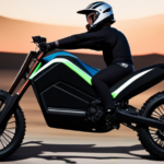 An image showcasing a sleek, matte black electric dirt bike with vibrant neon accents, custom graphics, and an aerodynamic frame