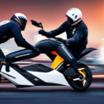 An image showcasing an electric mini bike with upgraded performance features: a sleek, aerodynamic design, larger and more powerful battery, sporty tires, and a rider zooming past a blurred background, evoking the exhilarating sensation of increased speed