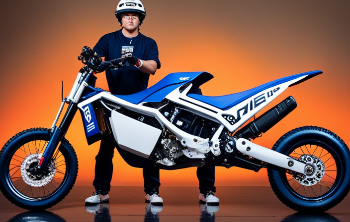 An image showcasing a pair of skilled hands holding a wrench, disassembling a Razor Electric Dirt Bike