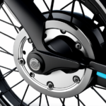 An image showcasing a close-up shot of skilled hands delicately adjusting a brake lever on an electric bike