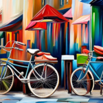 An image that showcases the step-by-step process of painting a bicycle, with a close-up shot of a clean, sanded frame, followed by a vibrant spray-painting technique and finishing off with a glossy clear coat