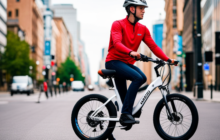 An image that showcases a step-by-step guide to properly mounting an electric bike