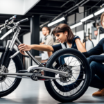 An image capturing the step-by-step process of assembling an electric bike with rear tire drive, showcasing the intricate connection of components, precise alignment, and skilled hands at work