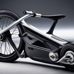 Ic image featuring a close-up view of a sleek, streamlined rear suspension bike frame