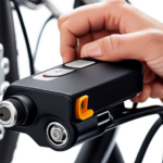 An image showcasing a close-up view of a skilled hand delicately removing the worn-out on/off switch from an electric bike's throttle, ready to be replaced, capturing the intricate process of this DIY repair
