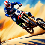 An image of a dirt bike rider, clad in protective gear, deftly maneuvering through a gravel-strewn path
