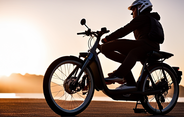 An image that showcases a close-up of a rider's hand effortlessly adjusting the gear lever on an electric bike's handlebar, demonstrating the step-by-step process of shifting gears