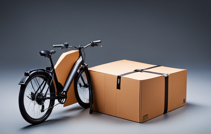An image capturing a sturdy cardboard box, perfectly sized to fit an electric bike