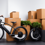 An image showcasing a sturdy cardboard box, securely strapped with bubble wrap, ready to ship an electric bike