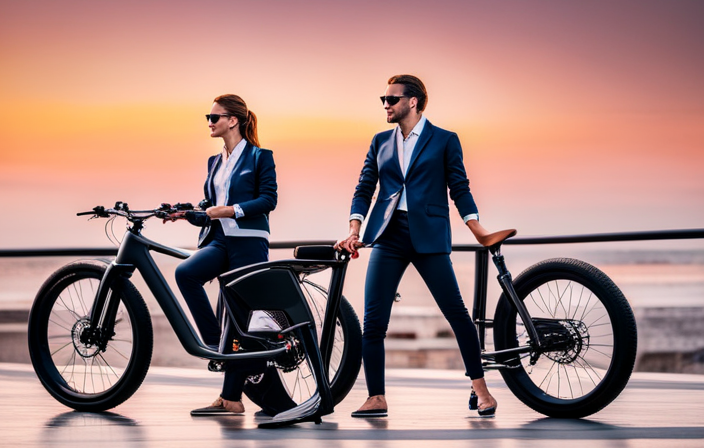 An image showcasing a person standing next to a Sondors Electric Bike, their hand confidently gripping the handlebars