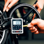 An image showcasing a close-up shot of an electric bike motor with a technician's hand holding a multimeter, measuring voltages, while another hand adjusts the throttle, emitting a vibrant glow