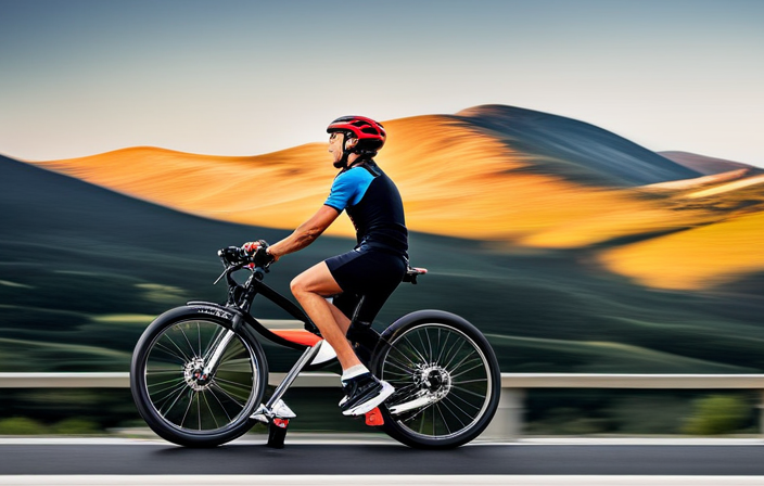 An image capturing a cyclist effortlessly gliding uphill on an electric bike