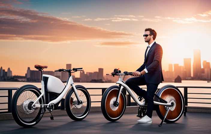An image showcasing a bicycle with a sleek conversion kit attached, displaying the step-by-step process of transforming it into an electric bike
