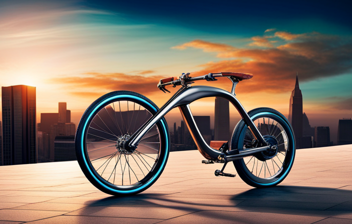 An image of a bicycle with a modified rear wheel, equipped with a compact electric motor
