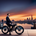 An image showcasing a person effortlessly unlocking a Luna Electric Bike by sliding their key into the sleek, metallic lock, with the bike's vibrant LED display glowing in anticipation beside them