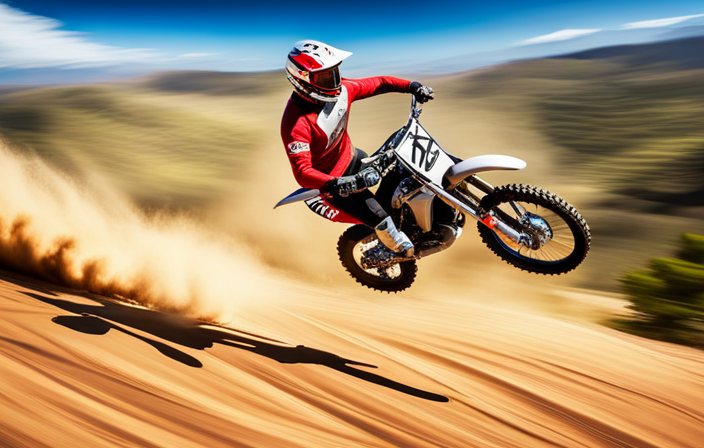 An image that showcases a daredevil rider expertly maneuvering an electrifying bike on a challenging dirt track, capturing the adrenaline rush and excitement of unlocking the sought-after Electric Bike in Mad Skills Motocross 2