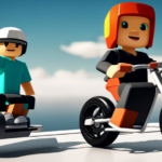 An image that showcases a Roblox avatar positioned next to a sleek, futuristic electric bike from the game Electric State