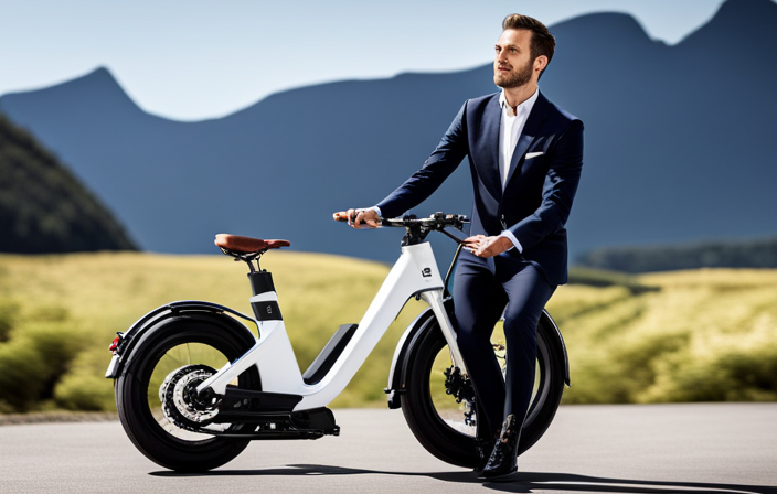 An image showcasing an electric bike's brake lever being pressed, while a sophisticated sensor seamlessly cuts off the motor's power, ensuring a swift and safe braking experience