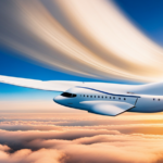An image capturing the graceful descent of an airplane gliding through a cerulean sky, showcasing the intricate aerodynamic principles at play