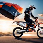 An image capturing a close-up of a shiny, rechargeable lithium-ion battery pack specifically designed for KTM electric dirt bikes