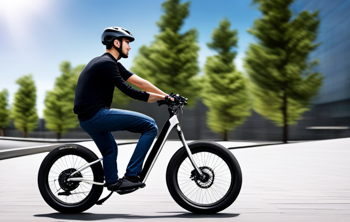 An image showcasing a person effortlessly cruising uphill on an electric bike, with the pedal assist feature engaged
