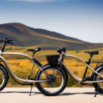 An image showcasing a sturdy electric bike with a powerful frame and reinforced wheels, effortlessly carrying a 250-pound load