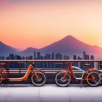 An image featuring a diverse range of sleek and stylish electric bikes lined up against a vibrant backdrop