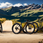 An image showcasing an assortment of sleek, lightweight gravel bikes lined up against a backdrop of scenic off-road trails
