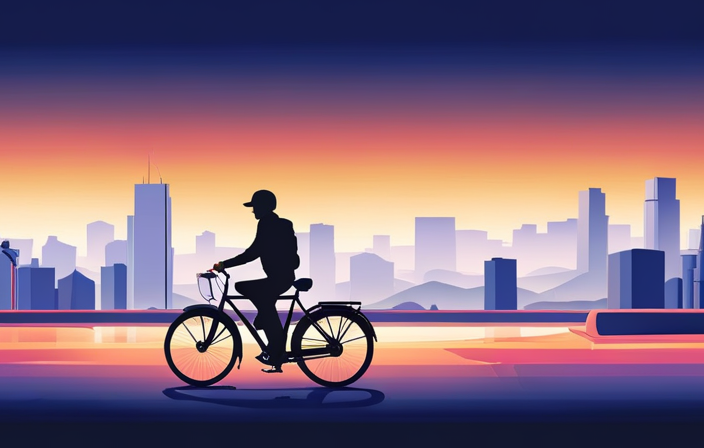 An image of a deserted city street at twilight, with the silhouette of a rider on a sleek, abandoned Freway electric bike, its battery compartment empty and wires dangling, representing the mysterious disappearance of this once-popular mode of transportation