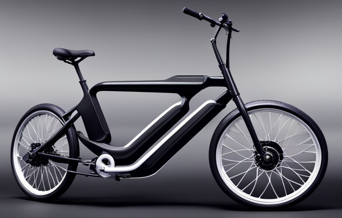 An image showcasing a sleek electric bike with a sturdy frame, equipped with pedal-assist technology, a powerful motor, and a large battery pack