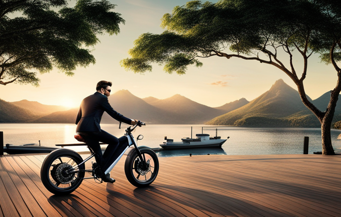 An image showcasing a sleek, modern electric bike with a prominent throttle