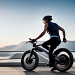 An image showcasing an electric bike dongle in action: a sleek, compact device seamlessly connecting to the bike's control panel, transmitting data wirelessly, and enhancing the riding experience