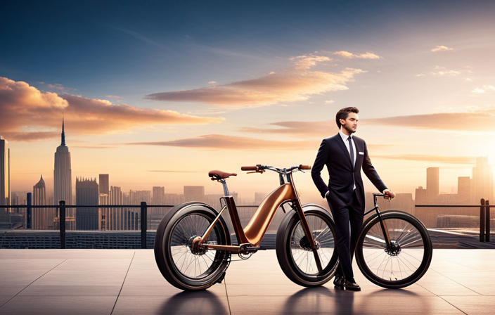 An image that showcases an innovative mode of transportation, combining elements of a traditional bicycle with advanced electric technology