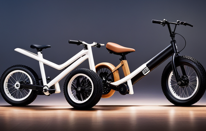 An image showcasing both a sleek, state-of-the-art Electric Dirt Bike and a rugged, compact Fatboy Mini BMX side by side