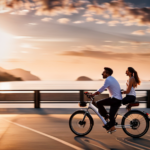An image showcasing a sleek, modern electric bike in motion, effortlessly gliding along a scenic coastal road