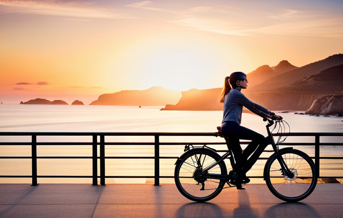 An image showcasing a sleek hybrid electric bike in motion, effortlessly gliding along a scenic coastal road