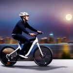 An image showcasing a cyclist effortlessly cruising uphill on an electric bike, with the pedal-assist system in action