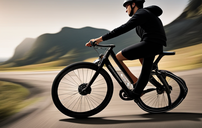 An image showcasing a cyclist effortlessly gliding up a steep mountain trail on an electric bike