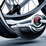 An image showing a close-up of a 20 inch electric bike tire, with a pressure gauge attached to it