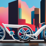 An image showcasing a sleek electric bike against a backdrop of a vibrant cityscape