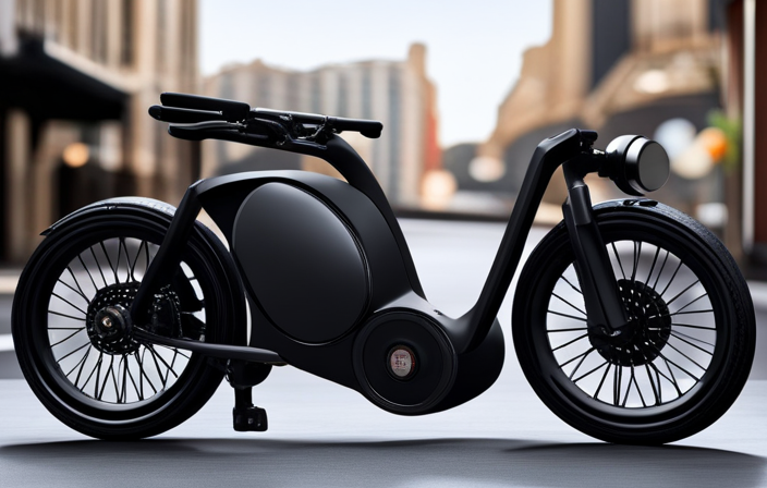 An image showcasing a sleek, state-of-the-art electric bike effortlessly zooming past blurred city streets, with a prominent display of the "Speed Class 2" emblem on its handlebars