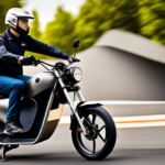 An image depicting a close-up shot of a sleek electric bike moped, highlighting its powerful battery