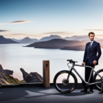 An image capturing a sleek, silver mountain bike with a sturdy frame, adorned with a powerful electric motor and a sleek battery pack neatly integrated into the design