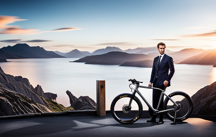 An image capturing a sleek, silver mountain bike with a sturdy frame, adorned with a powerful electric motor and a sleek battery pack neatly integrated into the design