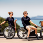 An image showcasing a sleek, modern electric bike gliding effortlessly along a scenic coastal road