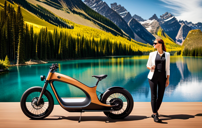 An image showcasing a sleek, high-performance electric bike gliding through picturesque Canadian landscapes