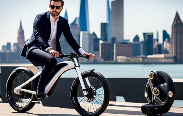 An image showcasing a high-performance electric bike kit, featuring a sleek, lightweight battery pack seamlessly integrated into the frame, a powerful motor mounted on the rear wheel, and precision-engineered components for an unparalleled biking experience