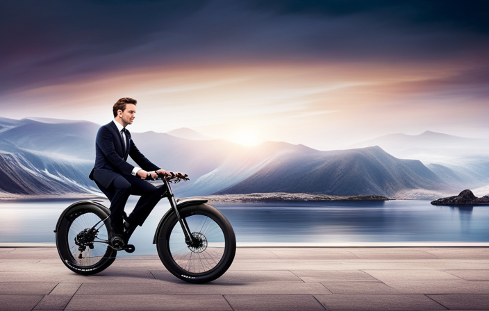 An image of a sleek electric bike zooming uphill effortlessly, showcasing its powerful motor in action