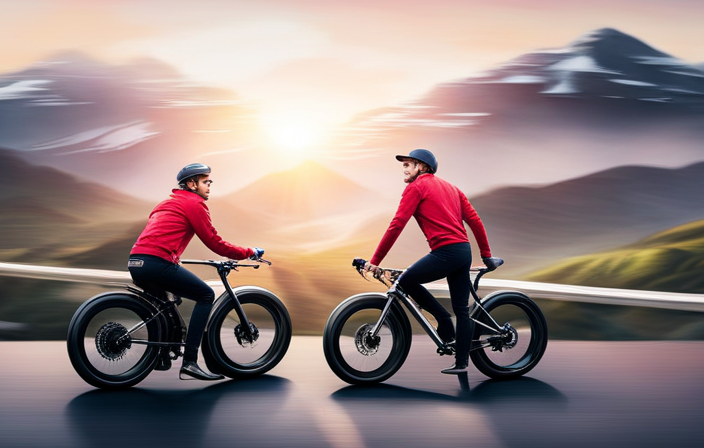 An image showcasing a sleek electric bike with a powerful motor, sturdy frame, and advanced suspension system